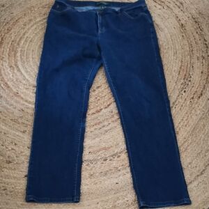 LRL Ralph Lauren blue denim straight leg jeans. Size 16